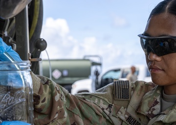 US Army Soldiers conduct fuel operations at Tinian Airport