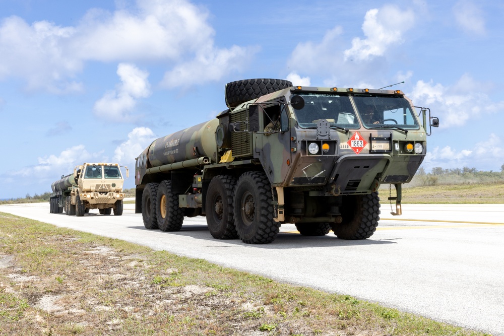 US Army Soldiers conduct fuel operations at Tinian Airport