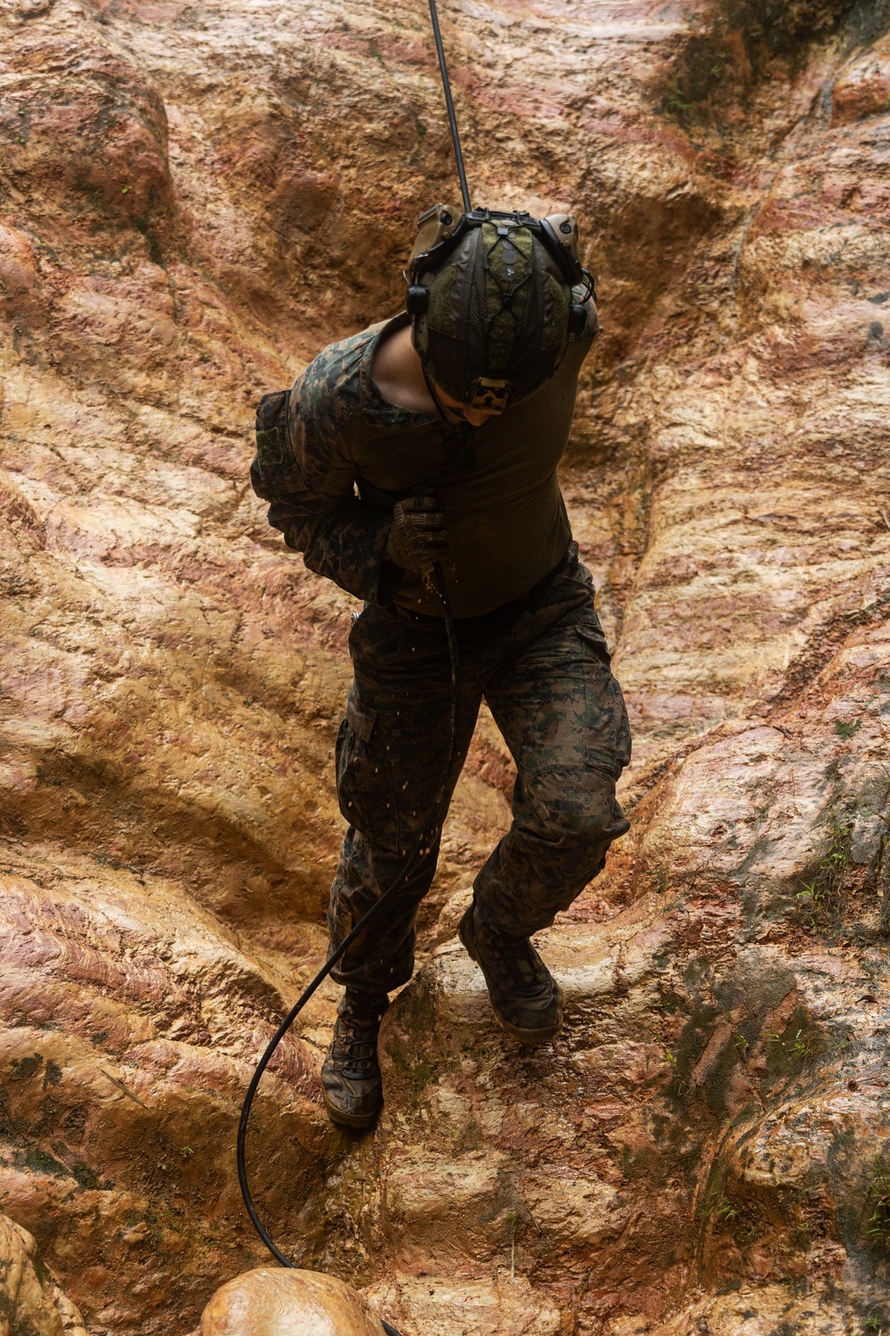 Kilo Company Rappel down Jungle Terrain