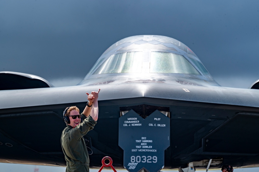 B-2 stealth bombers land in Guam for Valiant Shield 24