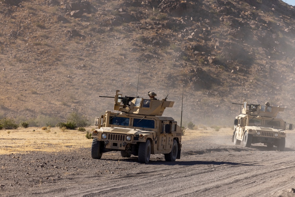 U.S. Reserve Marines conduct motorized fire and maneuver exercise during ITX 4-24