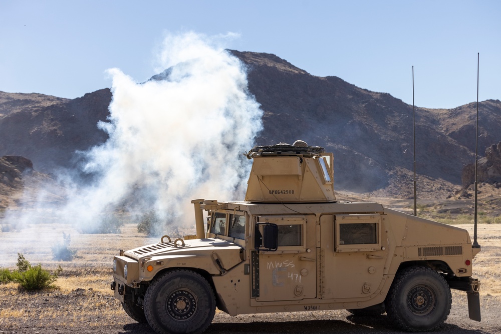 U.S. Reserve Marines conduct motorized fire and maneuver exercise during ITX 4-24