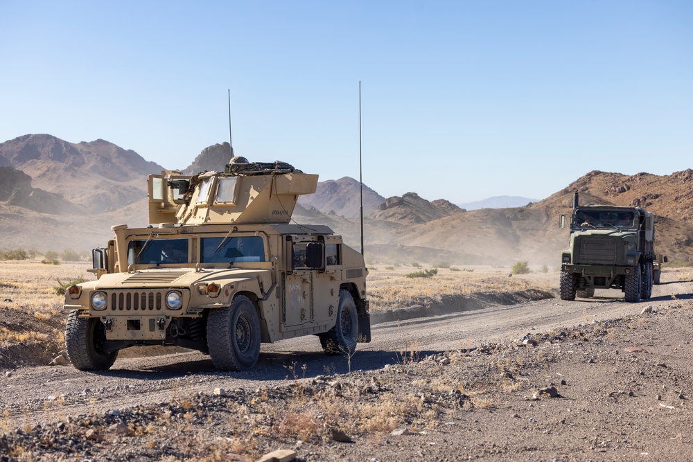U.S. Reserve Marines conduct motorized fire and maneuver exercise during ITX 4-24