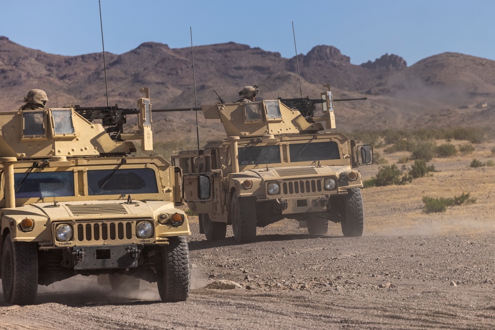 U.S. Reserve Marines conduct motorized fire and maneuver exercise during ITX 4-24