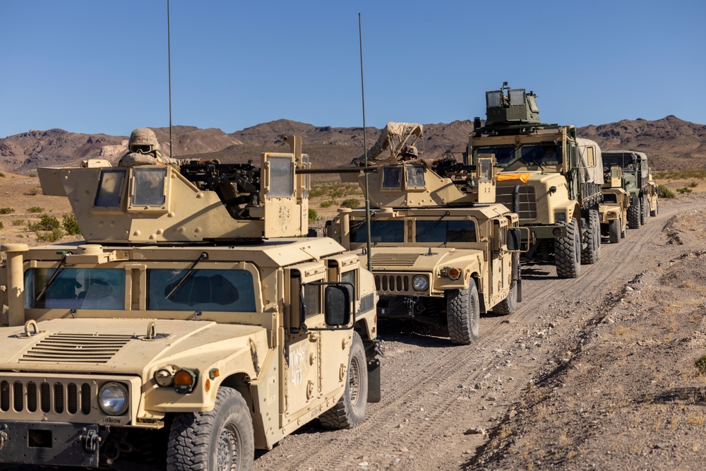 U.S. Reserve Marines conduct motorized fire and maneuver exercise during ITX 4-24