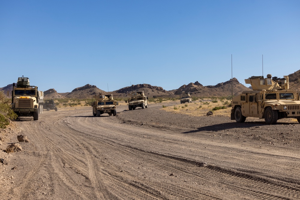 U.S. Reserve Marines conduct motorized fire and maneuver exercise during ITX 4-24