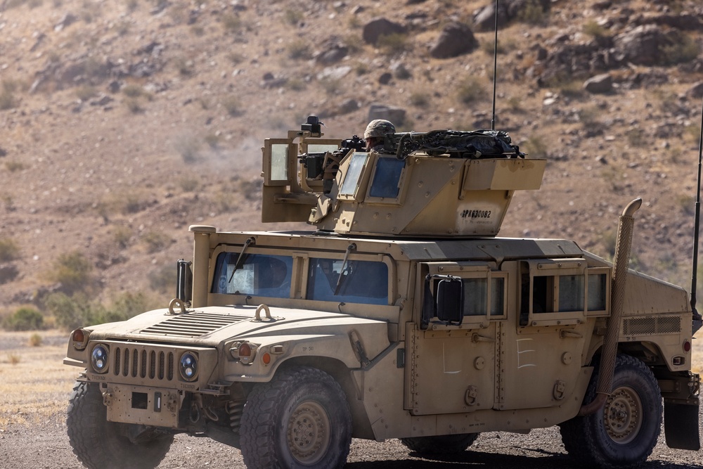 U.S. Reserve Marines conduct motorized fire and maneuver exercise during ITX 4-24