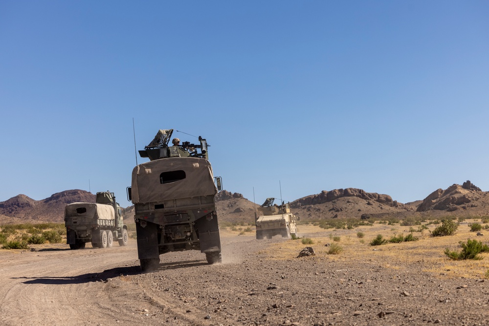 U.S. Reserve Marines conduct motorized fire and maneuver exercise during ITX 4-24