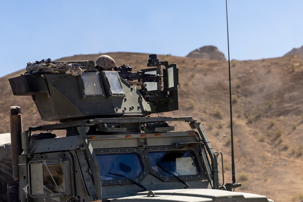 U.S. Reserve Marines conduct motorized fire and maneuver exercise during ITX 4-24