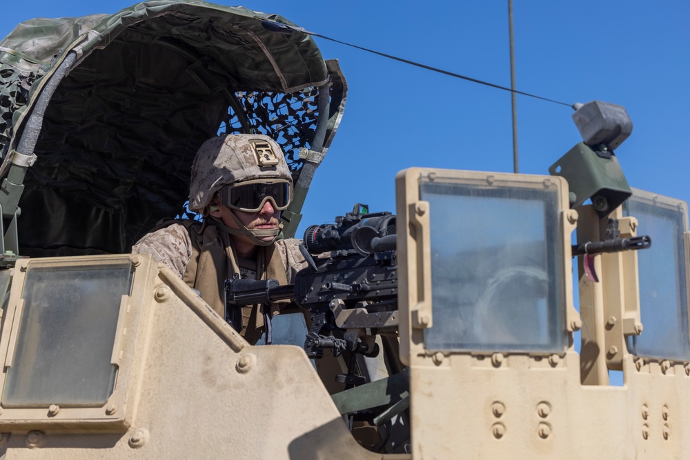 U.S. Reserve Marines conduct motorized fire and maneuver exercise during ITX 4-24