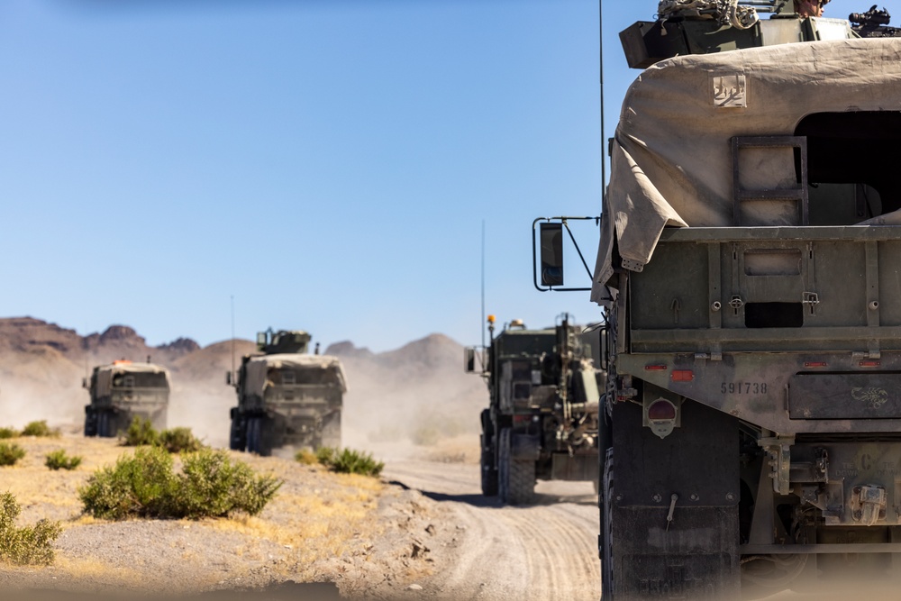 U.S. Reserve Marines conduct motorized fire and maneuver exercise during ITX 4-24