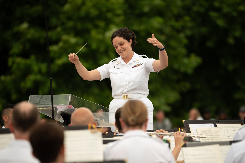 U.S. Navy Band performs on the west steps of the Capitol building