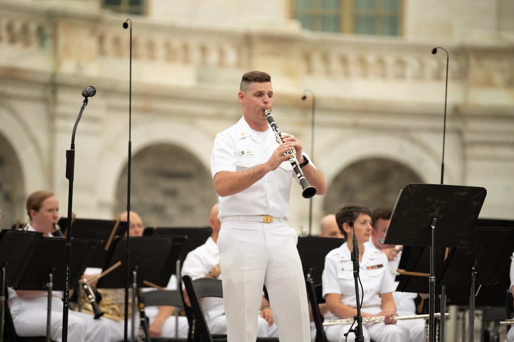 U.S. Navy Band performs on the west steps of the Capitol building
