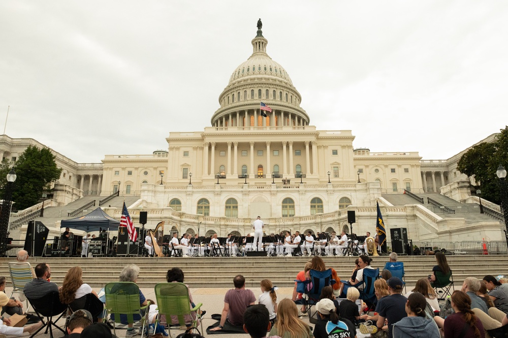 U.S. Navy Band performs on the west steps of the Capitol building