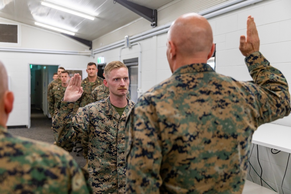 MRF-D 24.3: MARFORCYBER CG reenlists Staff Sgt. Noah Paul