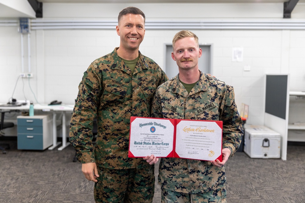 MRF-D 24.3: MARFORCYBER CG reenlists Staff Sgt. Noah Paul