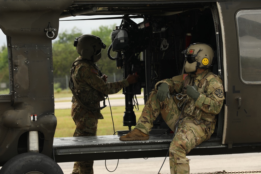 278th Armored Cavalry Regiment lifts off with hoist MedEvac training