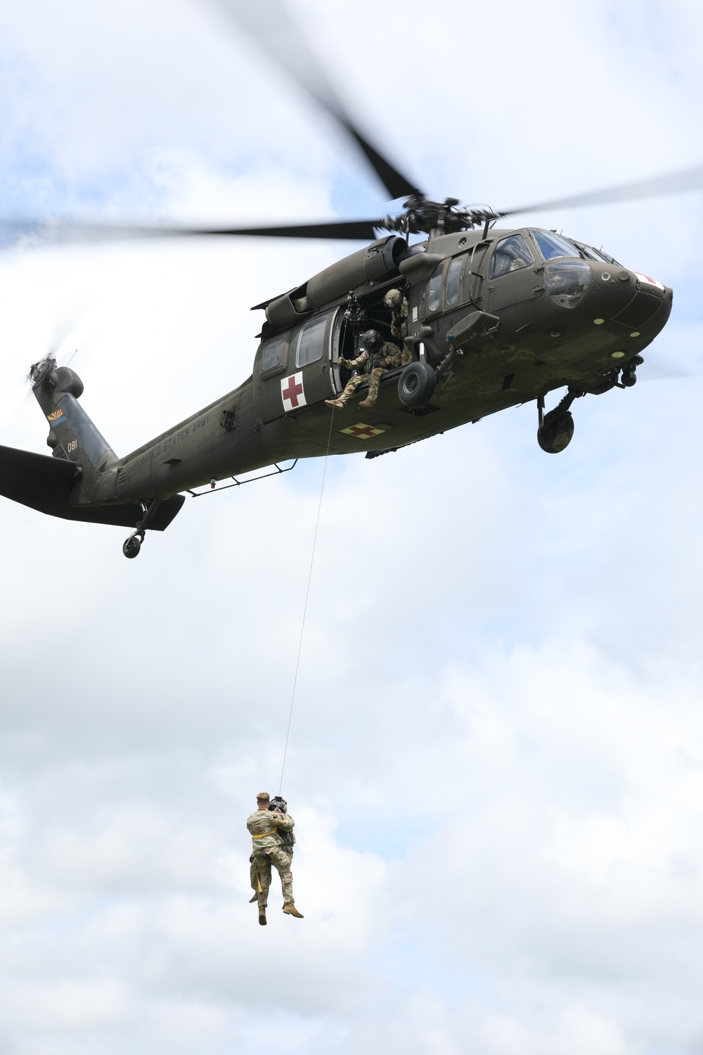 278th Armored Cavalry Regiment lifts off with hoist MedEvac training