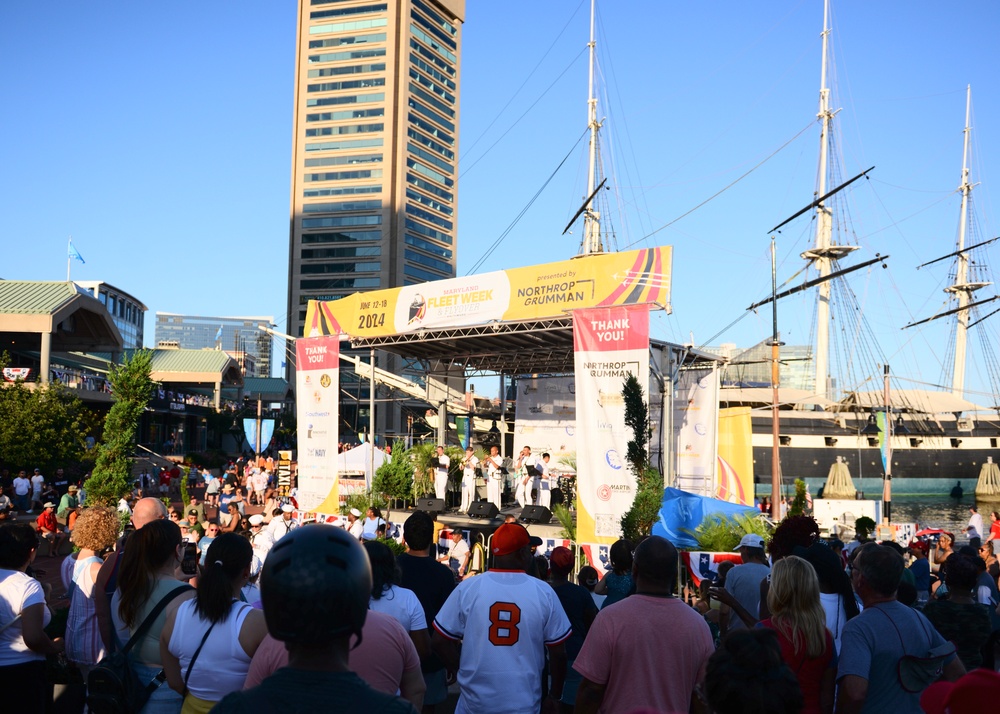 Navy Band The Cruisers Plays Inner Harbor During Maryland Fleet Week 2024