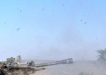 Arkansas Guardsmen Fire Howitzer Artillery Guns