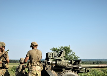 Arkansas Guardsmen Fire Howitzer Artillery Guns