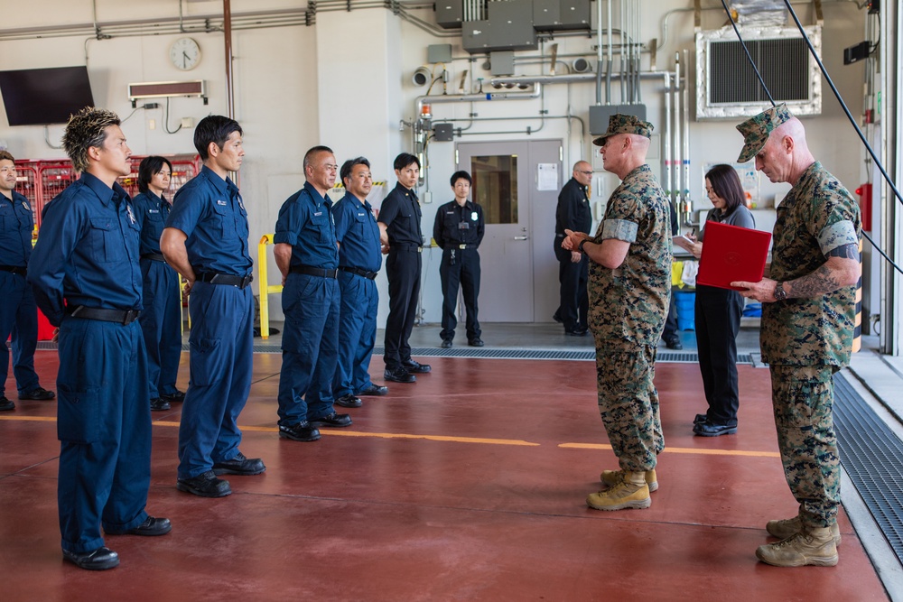 Marine Corps Installations Command Commanding General awards Master Labor Contract First Responders at Marine Corps Air Station Iwakuni