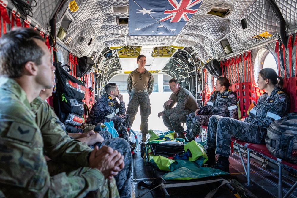 MRF-D 24.3: U.S. Navy, ADF medical personnel train for en route care in Australian Army Chinook