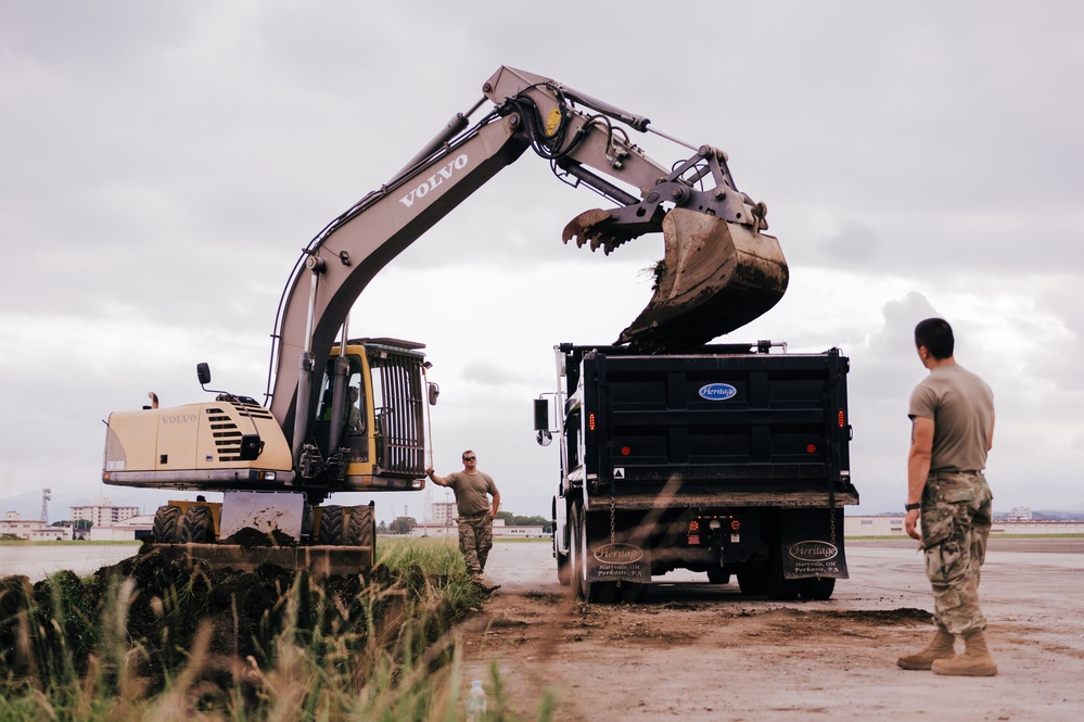 The 139th Civil Engineer Squadron starts digging for ramp extention