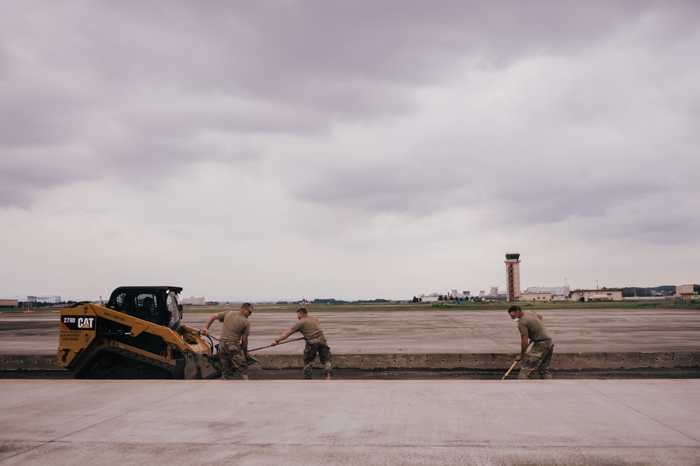 The 139th Civil Engineer Squadron starts digging for ramp extention