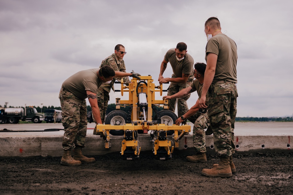 The 139th Civil Engineer Squadron starts digging for ramp extention