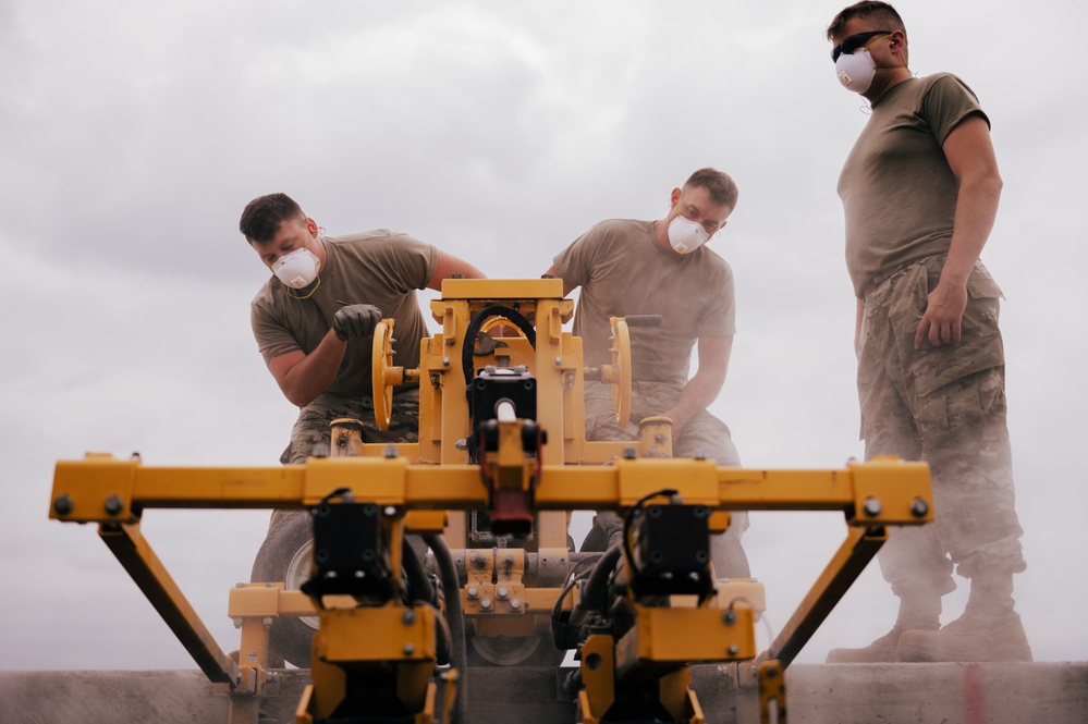 The 139th Civil Engineer Squadron starts digging for ramp extention