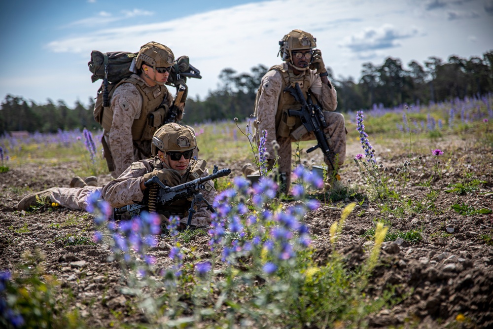 2nd AAB Marines, Swedish 181st Armored Battalion conduct an integrated company level dry-fire and maneuver range in Sweden during BALTOPS 24