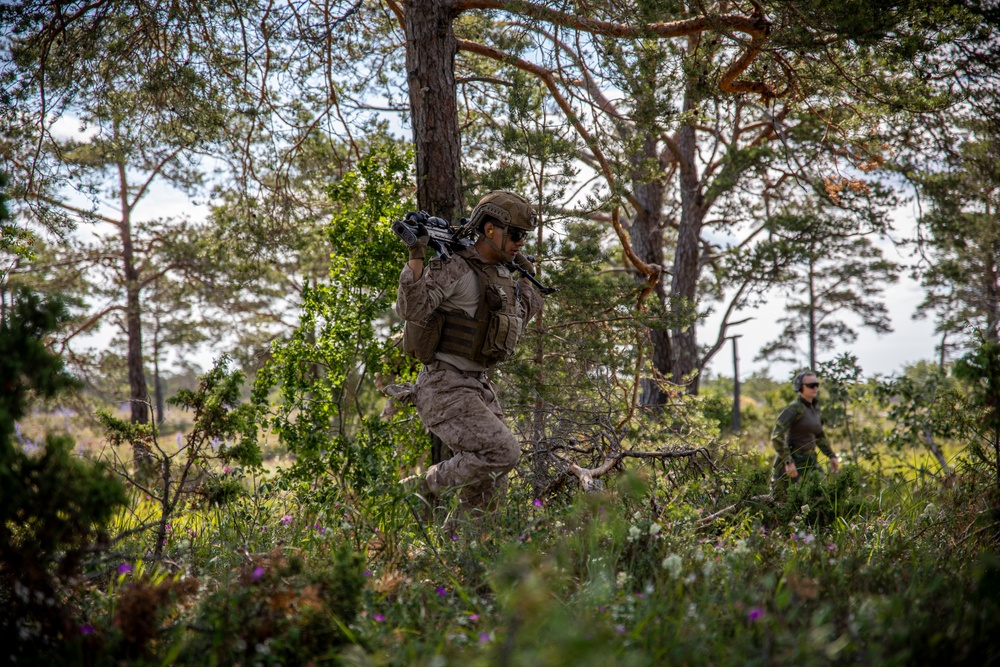 2nd AAB Marines, Swedish 181st Armored Battalion conduct an integrated company level dry-fire and maneuver range in Sweden during BALTOPS 24