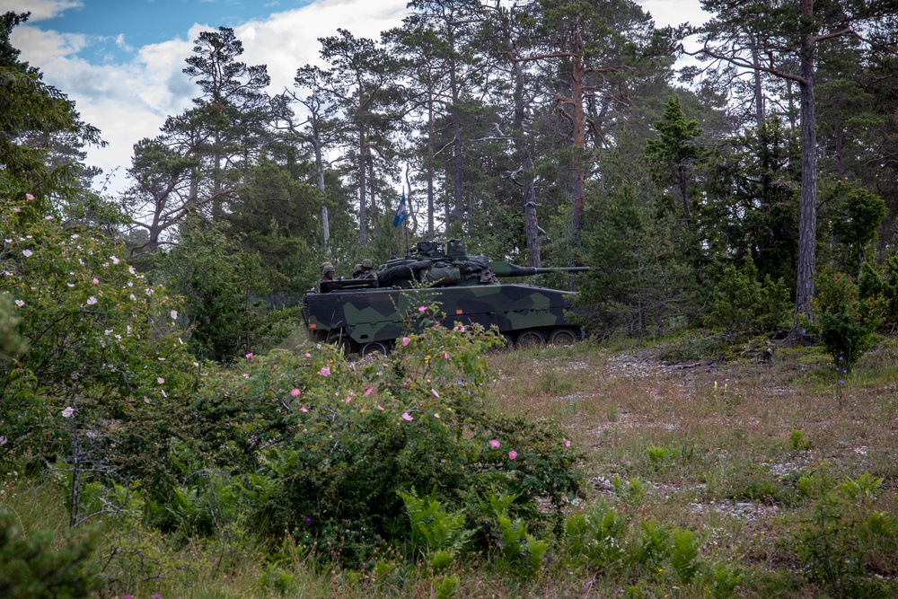 2nd AAB Marines, Swedish 181st Armored Battalion conduct an integrated company level dry-fire and maneuver range in Sweden during BALTOPS 24
