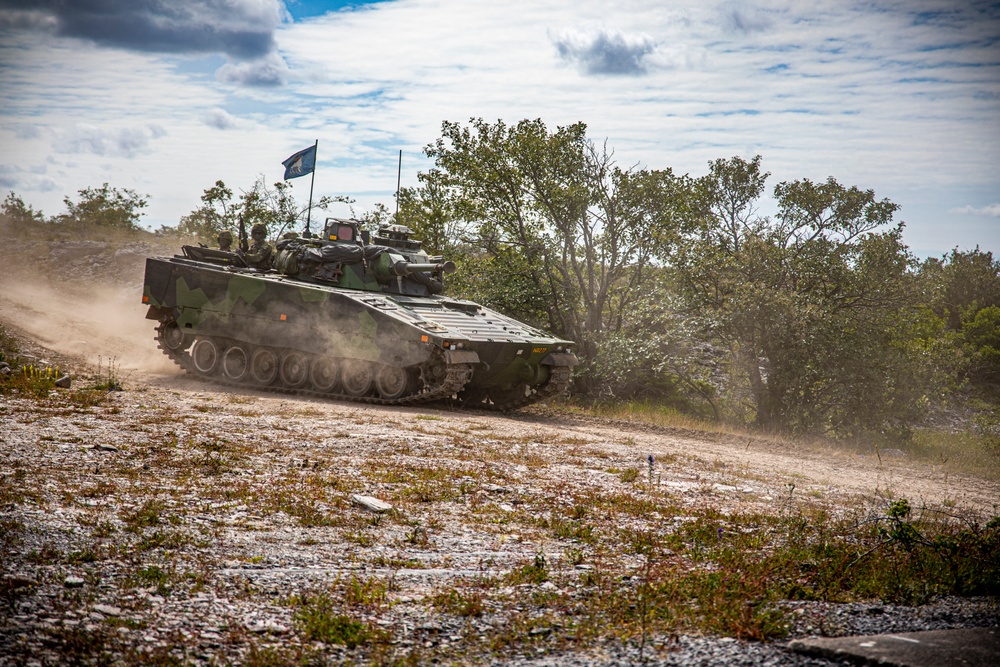 2nd AAB Marines, Swedish 181st Armored Battalion conduct an integrated company level dry-fire and maneuver range in Sweden during BALTOPS 24