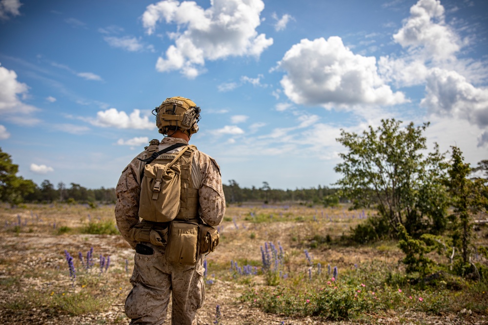 2nd AAB Marines, Swedish 181st Armored Battalion conduct an integrated company level dry-fire and maneuver range in Sweden during BALTOPS 24