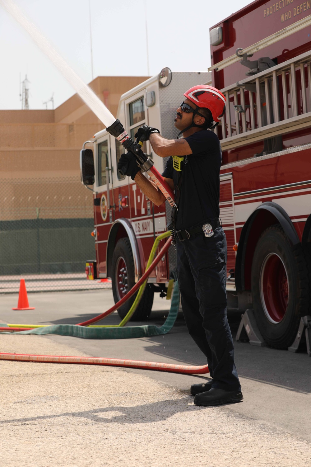 NSA Bahrain, Royal Jordanian Navy, Royal Saudi Navy Conduct Fire Fighting Training during Exercise Compass Rose III