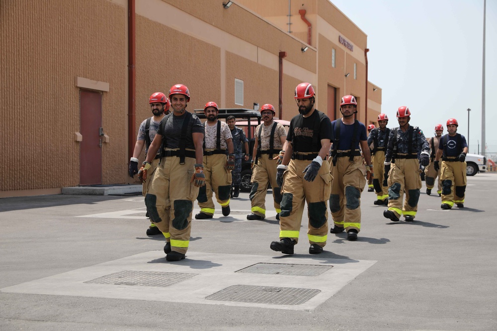 NSA Bahrain, Royal Jordanian Navy, Royal Saudi Navy Conduct Fire Fighting Training during Exercise Compass Rose III