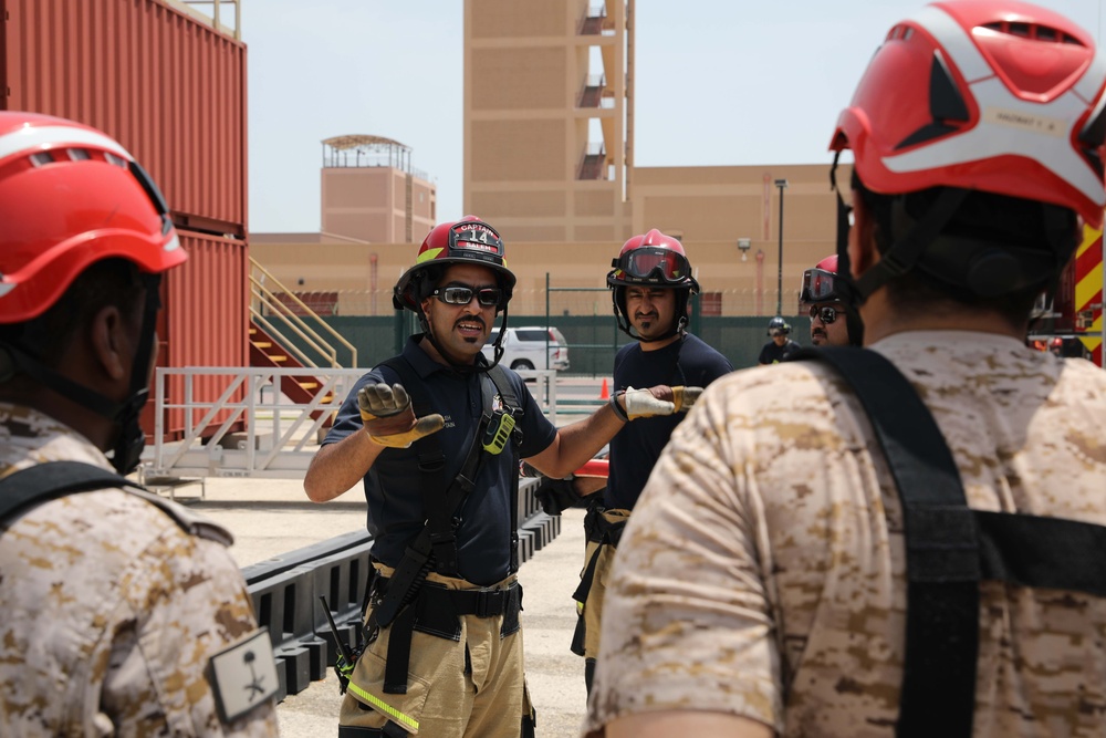 NSA Bahrain, Royal Jordanian Navy, Royal Saudi Navy Conduct Fire Fighting Training during Exercise Compass Rose III