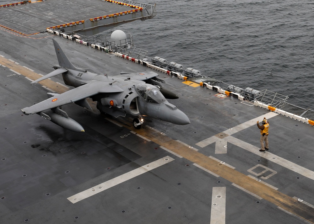 Wasp Aircraft Cross-deck with Spanish Navy