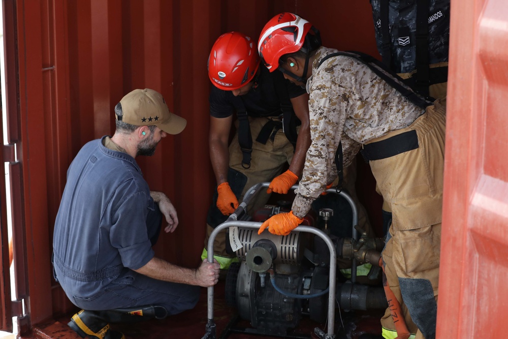 NSA Bahrain, Royal Jordanian Navy, Royal Saudi Navy Conduct Fire Fighting Training during Exercise Compass Rose III