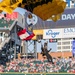 Soldiers from Army Golden Knights jump at Truist Park ahead of Atlanta Braves game