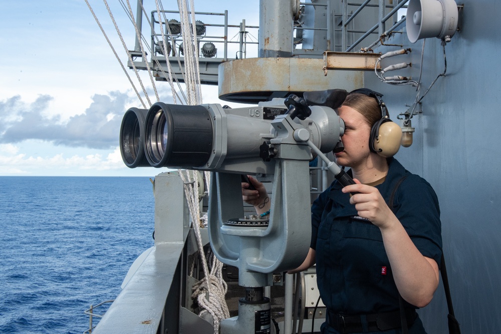 USS Ronald Reagan (CVN 76) Sailors stand watch in the pilot house in support of  Valiant Shield 2024