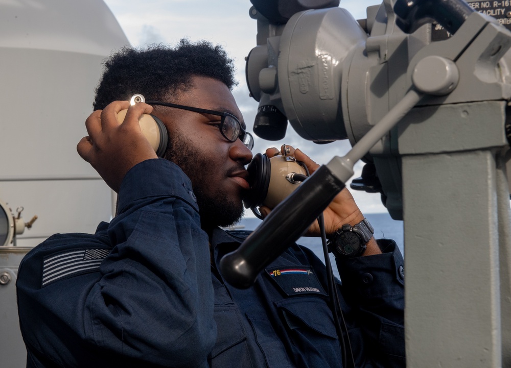 USS Ronald Reagan (CVN 76) Sailors stand watch in the pilot house in support of  Valiant Shield 2024