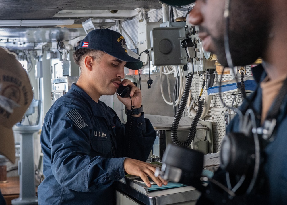 USS Ronald Reagan (CVN 76) Sailors stand watch in the pilot house in support of  Valiant Shield 2024