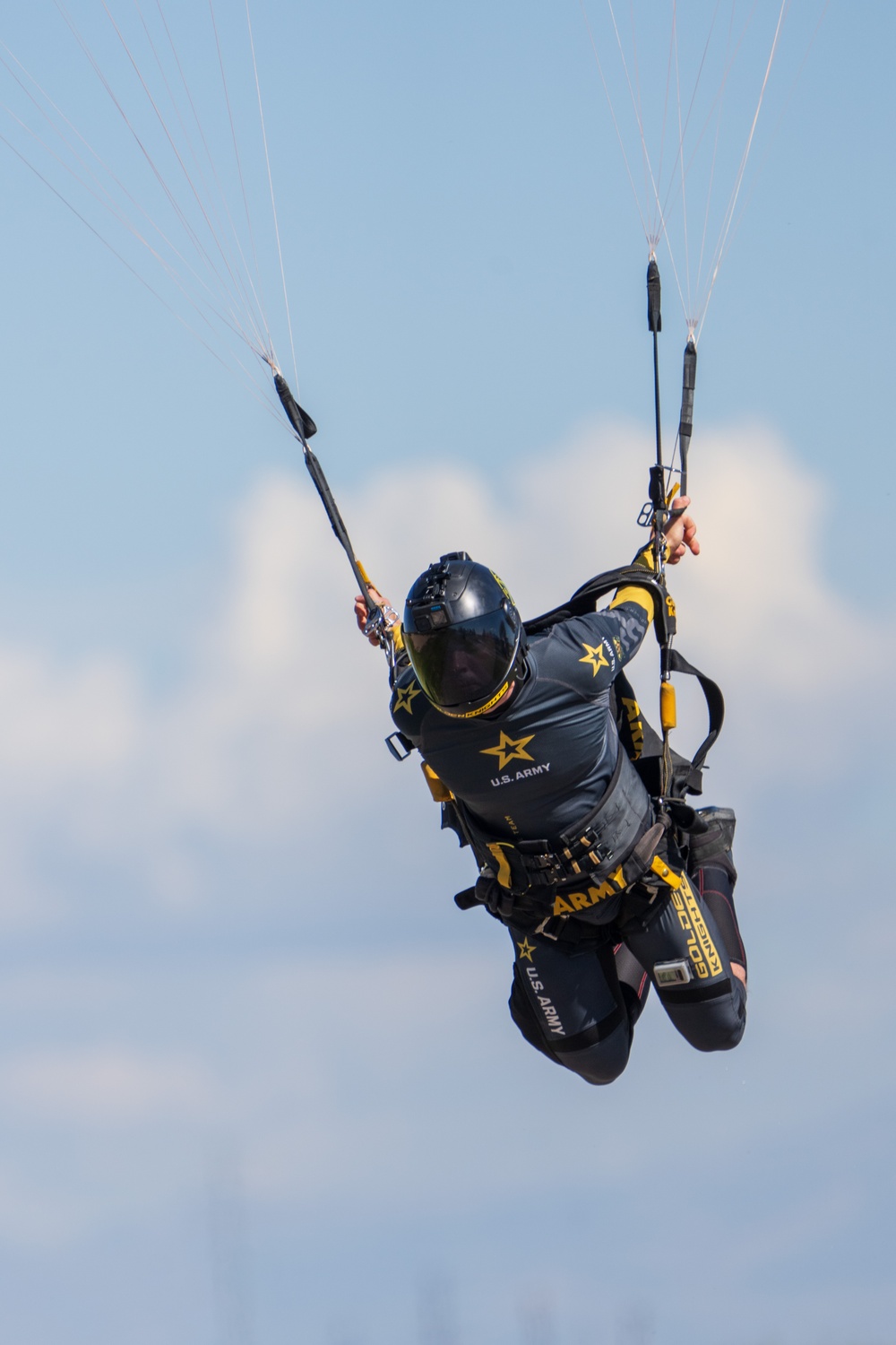 Soldiers from Army Golden Knights train in advanced parachuting discipline