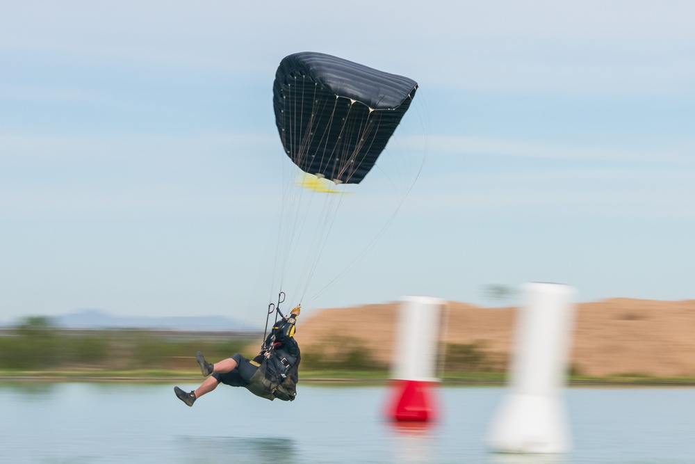 Soldiers from Army Golden Knights train in advanced parachuting discipline