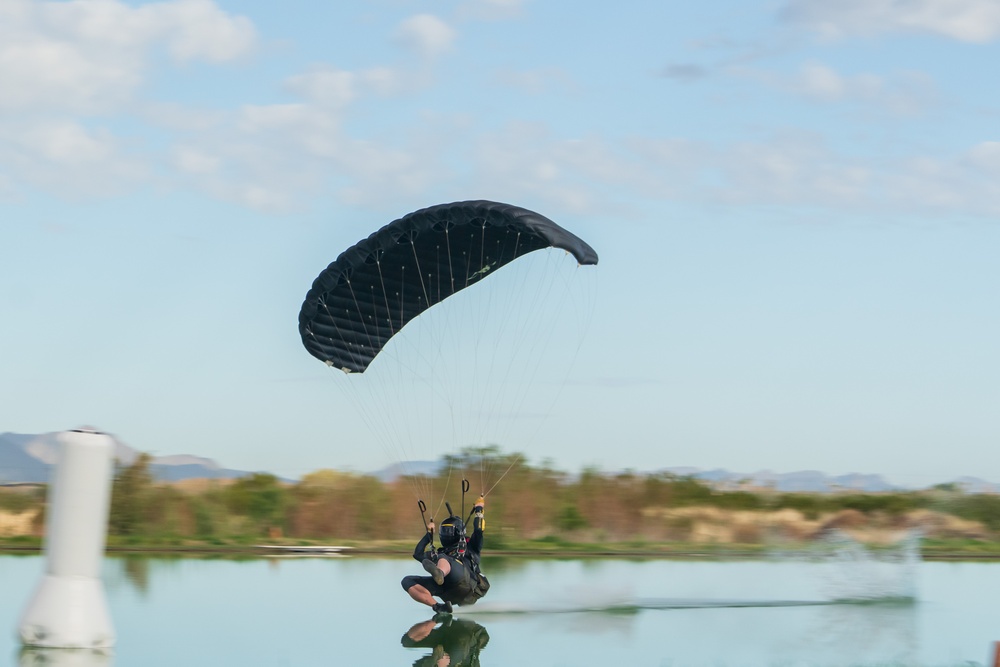 Soldiers from Army Golden Knights train in advanced parachuting discipline