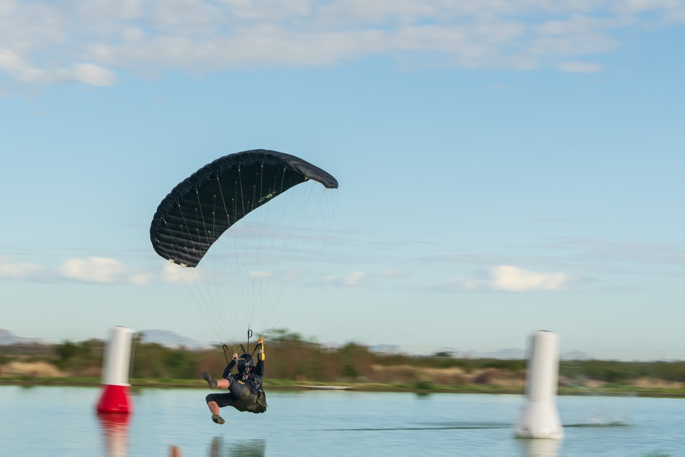 Soldiers from Army Golden Knights train in advanced parachuting discipline