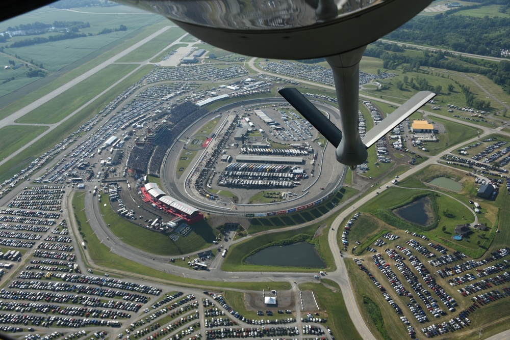 Iowa ANG KC-135 perfoms NASCAR Iowa Corn 350 flyover